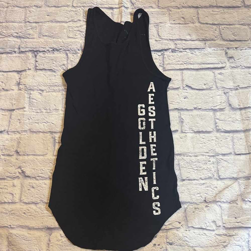 Golden Aesthetics Men's Black GA Ribbed Tank Size Medium